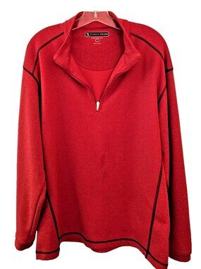 Men's Red Size L Pebble Beach Performance 1/4 Zip Long Sleeve Golf Pullover